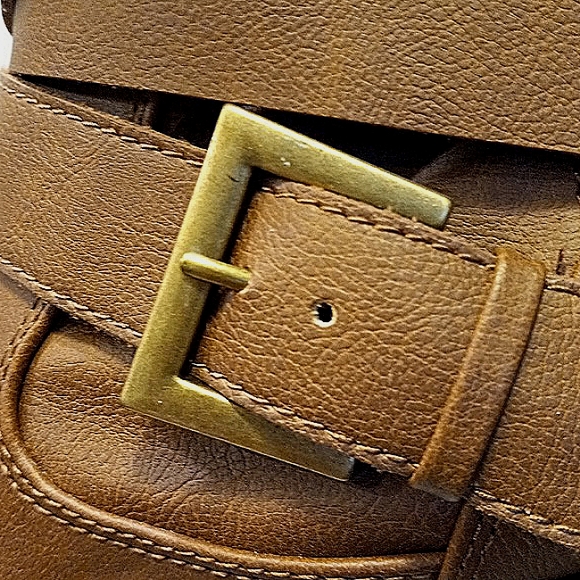 Western Moto Boot Pull On Mid Calf Wrap-around Strap with a Buckle Casual Comfy - Picture 4 of 15